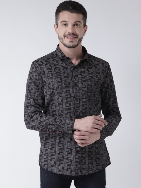 

Routeen Men Brown & Grey Slim Fit Printed Casual Shirt