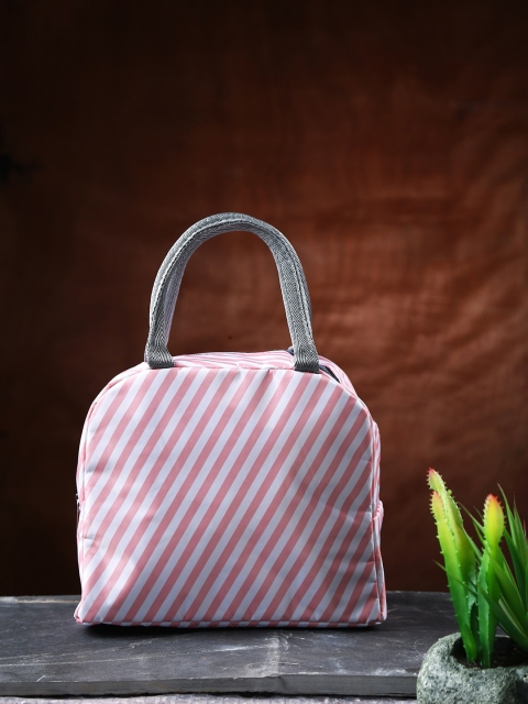 

Dennmarks Pink & White Striped Thermal Insulated Leather Lunch Bag