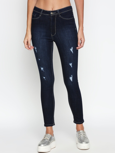 

fungus Women Blue Slim Fit Mid-Rise Mildly Distressed Jeans