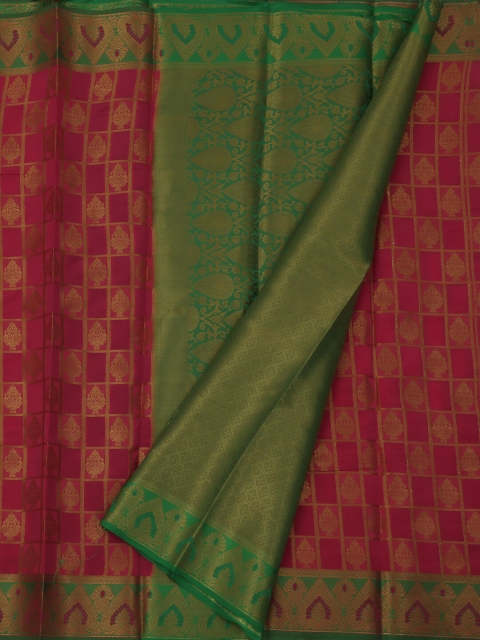 

Pothys Pink Checked Jute Silk Saree