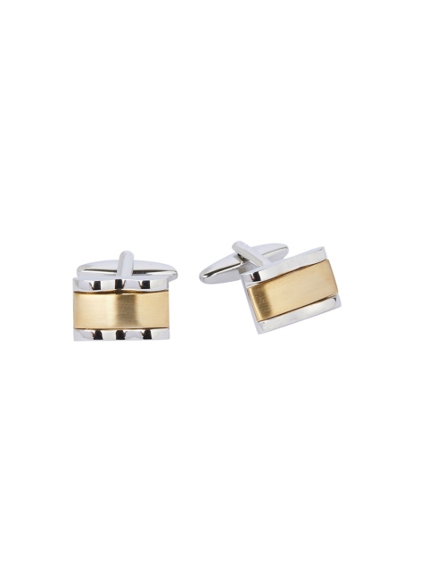

shaze Gold-Toned & Silver-Toned Geometric Slide Cufflinks