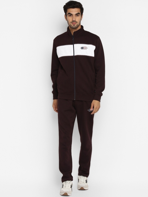 

Octave Men Maroon & White Solid Track Suit