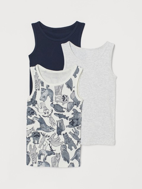 

H&M Boys 3-Pack Cotton Vest Tops, White
