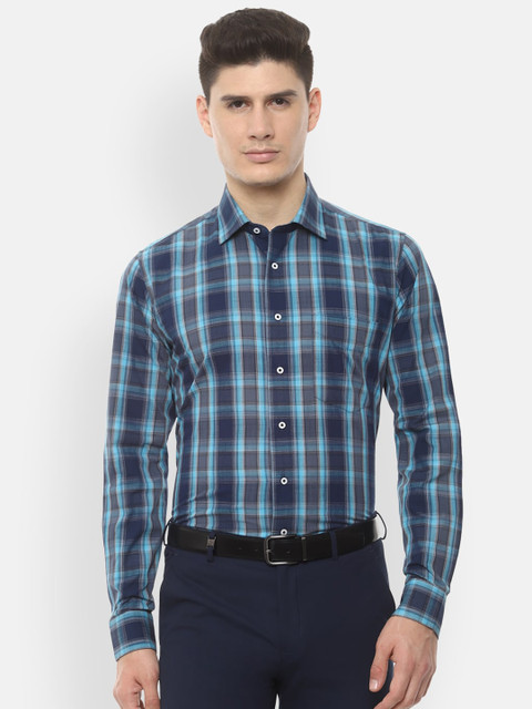 

Van Heusen Men Blue Slim Fit Checked Formal Shirt