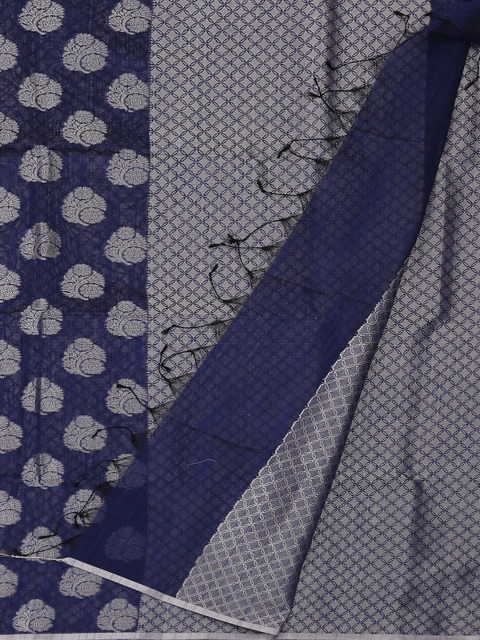 

Pothys Blue Woven Design Cotton Blend Saree