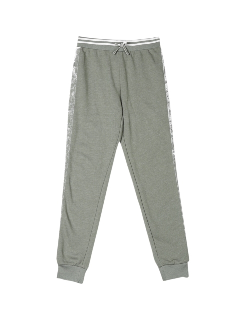 

The Children's Place Girls Green & White Solid Active Velvet Straight-Fit Joggers