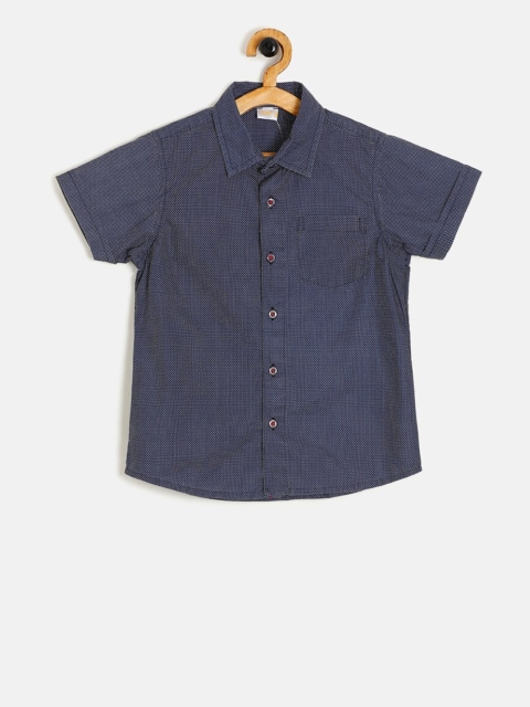 

Aomi Boys Navy Blue & White Regular Fit Printed Casual Shirt