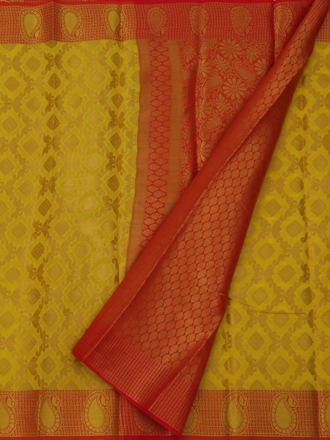 

Pothys Yellow & Red Jute Silk Woven Design Saree