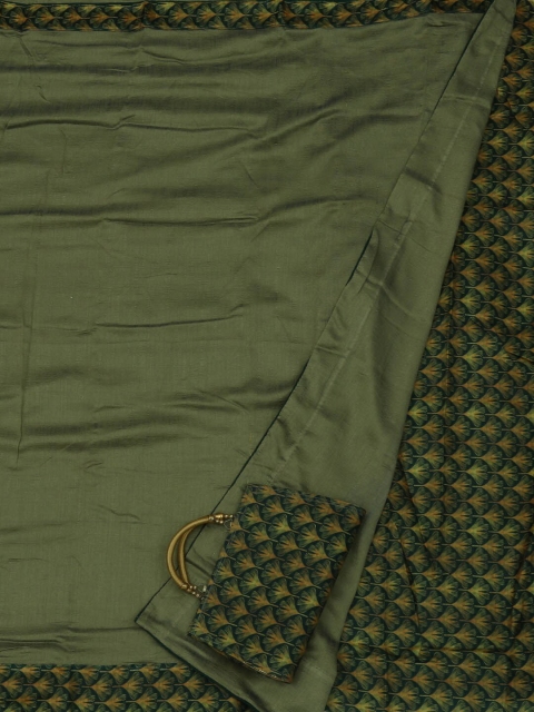 

Pothys Green Solid Jute Silk Saree