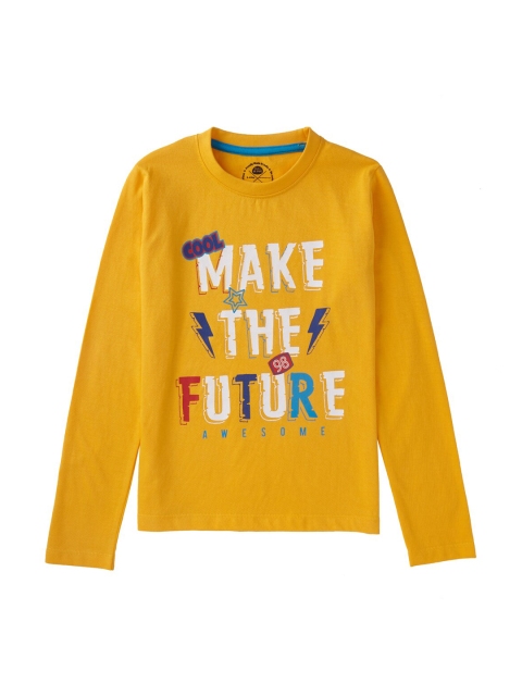 

Cub McPaws Boys Yellow & White Printed Round Neck T-shirt