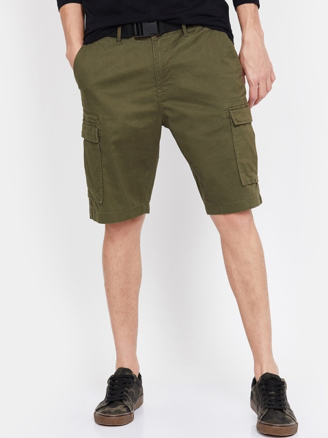 

UCLA Men Olive Green Solid Regular Fit Cargo Shorts