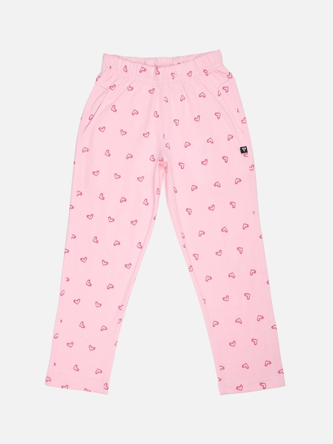 

PROTEENS Girls Pink & Red Printed Straight-Fit Track Pant