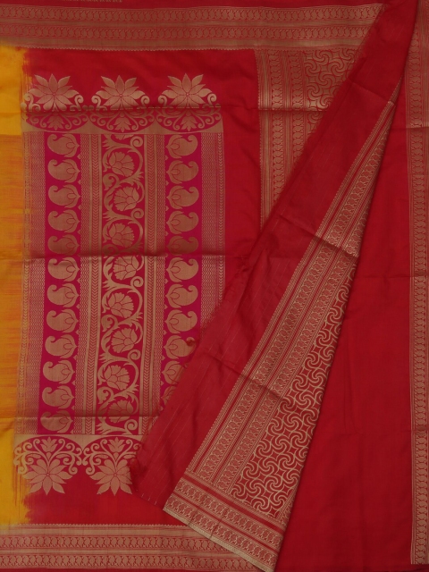 Pothys Yellow & Red Jute Silk Woven Design Saree