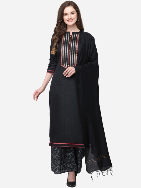 

Kvsfab Black Silk Blend Unstitched Dress Material