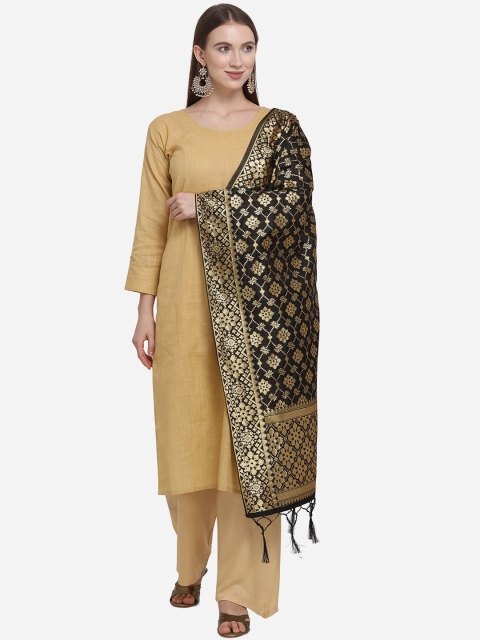 

SHEEYA Black Woven Design Banarasi Dupatta