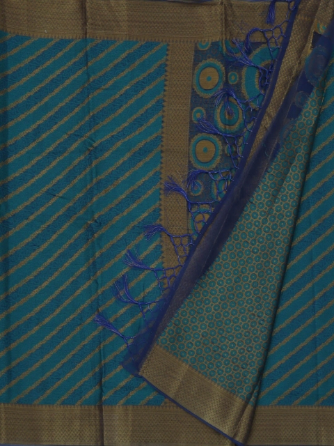 

Pothys Blue Striped Cotton Blend Saree