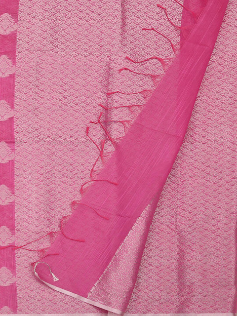 

Pothys Pink & Grey Cotton Blend Woven Design Saree