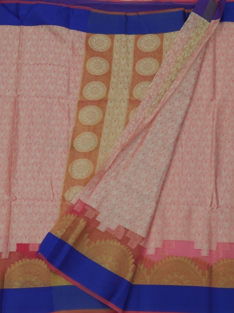 

Pothys Pink & Navy Blue Cotton Blend Woven Design Saree