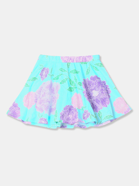

The Childrens Place Girls Blue & Purple Floral Print Flared Skirt