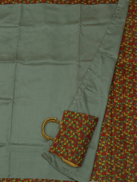 

Pothys Grey & Brown Jute Silk Printed Saree with Hand Purse