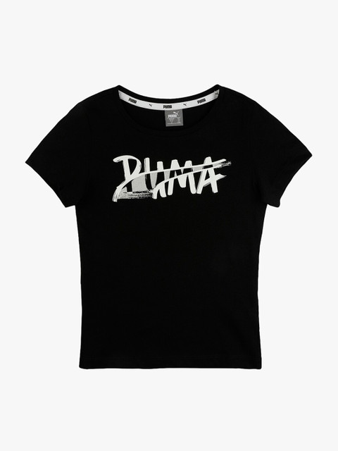 

Puma Girls Black Printed Round Neck T-shirt