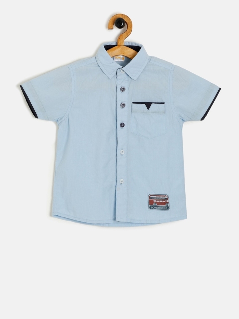 

Aomi Boys Blue Regular Fit Solid Casual Shirt