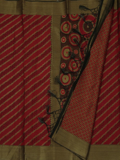 

Pothys Maroon Striped Cotton Blend Saree