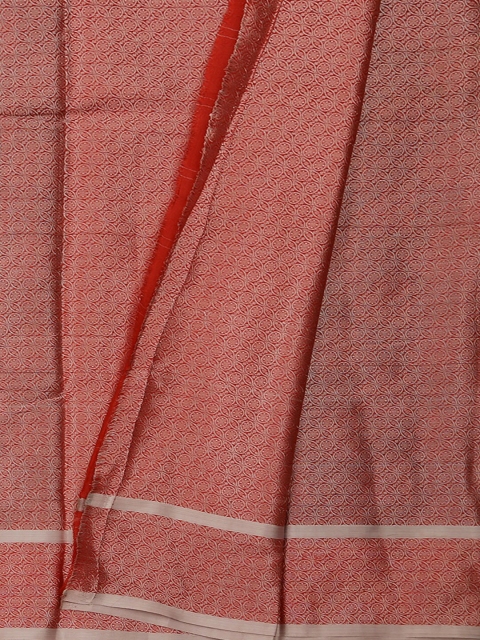 Pothys Grey & Red Cotton Blend Woven Design Saree