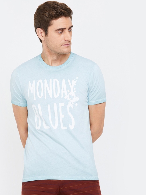 

Smiley World Men Blue Printed Round Neck T-shirt