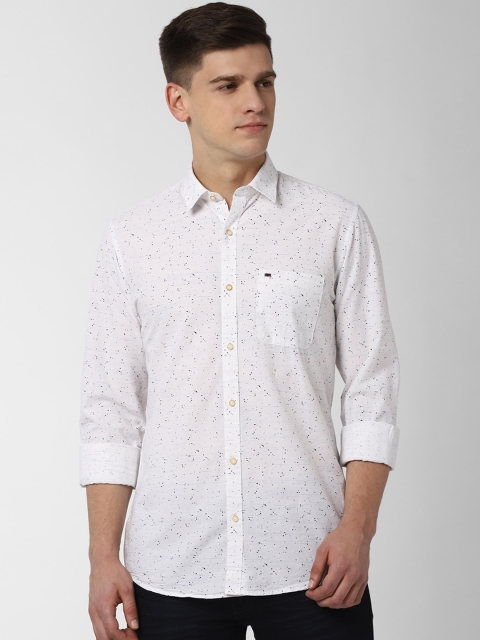 

Peter England Casuals Men White Slim Fit Printed Casual Shirt