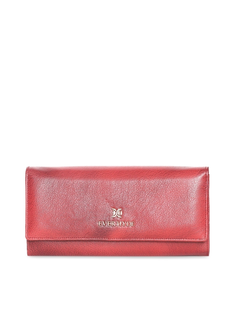 

EVER HYDE Maroon Solid Envelope Leather Clutch