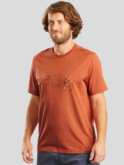 

Quechua By Decathlon Men Rust Printed Round Neck T-shirt