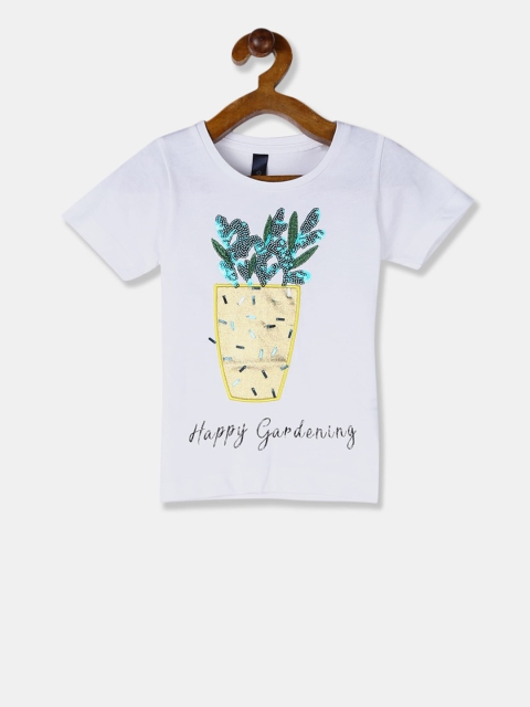 

Cherokee Girls White Printed Round Neck T-shirt