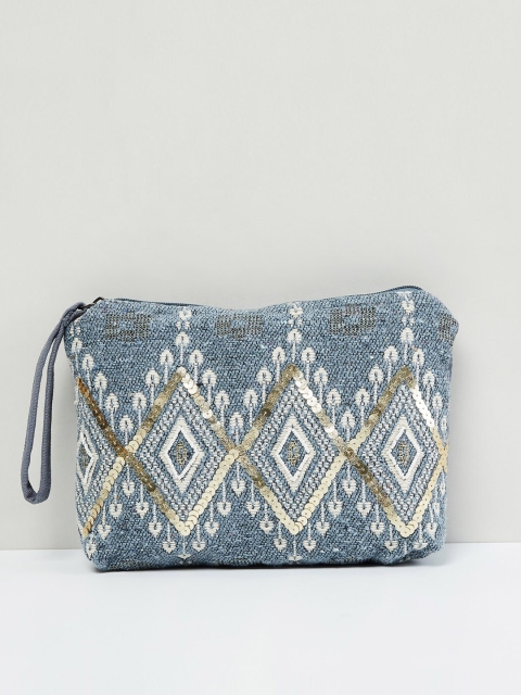 

max Grey & Gold Embellished Travel Pouch