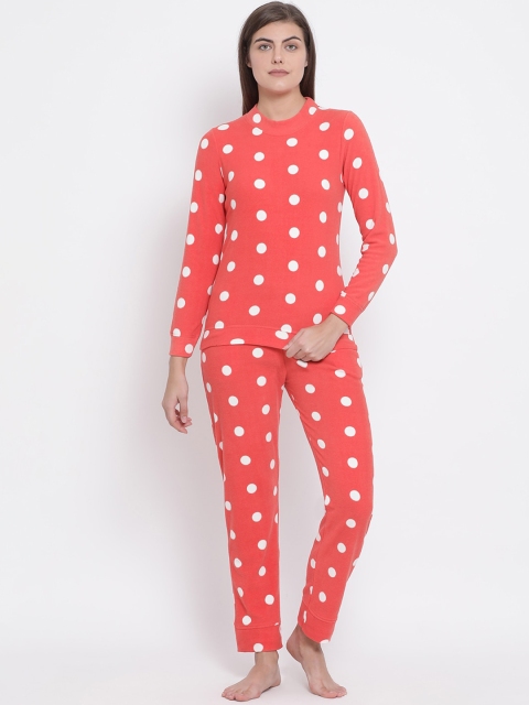 

Kanvin Women Orange & White Printed Night Suit