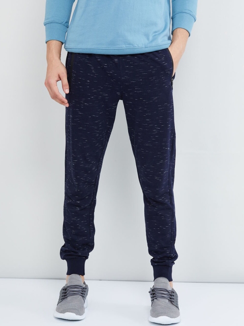 

max Men Navy-Blue Textured Joggers