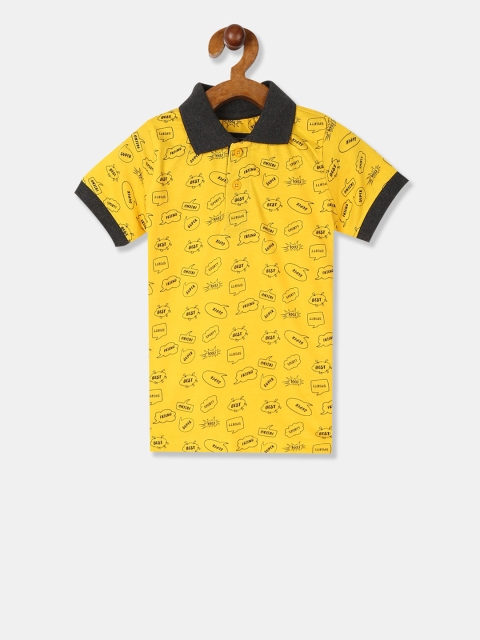 

Cherokee Boys Yellow Printed Polo Collar T-shirt