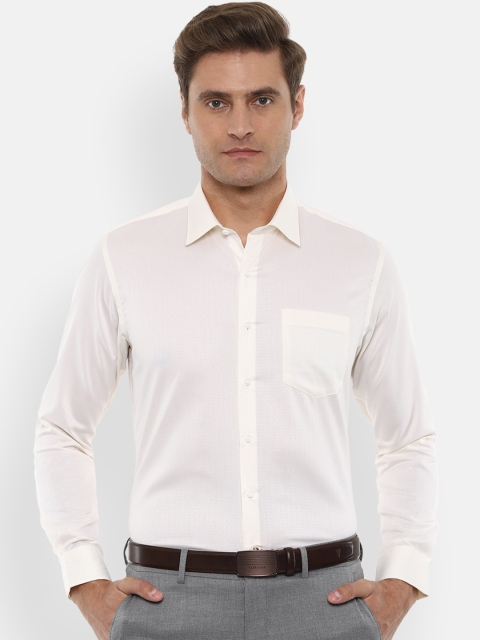 

Van Heusen Men Cream-Coloured Slim Fit Solid Formal Shirt