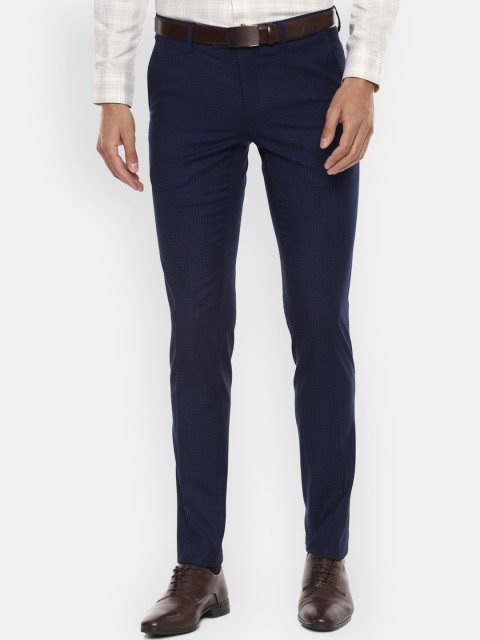 

Van Heusen Men Navy Blue Slim Fit Solid Formal Trousers