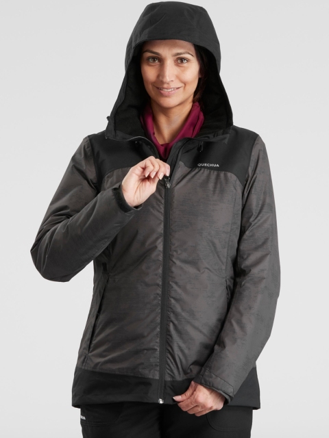 

Quechua By Decathlon Women Black Colourblocked Hiking Warm Waterproof Jacket