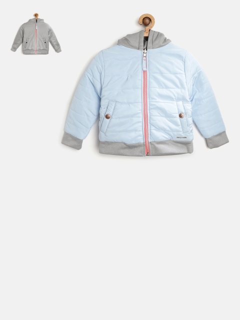 

Cherry Crumble Boys Grey Solid Reversible Padded Jacket