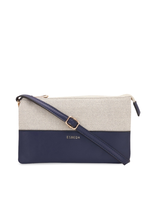 

ESBEDA Blue & Off-White Colourblocked Sling Bag