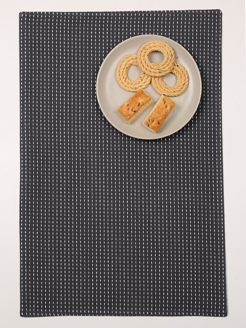 

ellementry Unisex Grey Set Of 6 Stripes Patterned Table Placemats