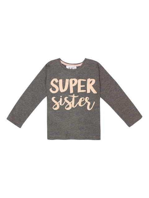 

FLENZA Girls Grey Printed Round Neck T-shirt