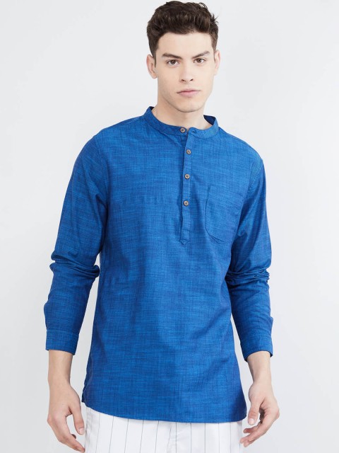 

max Men Blue Woven Design Straight Kurta