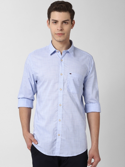 

Peter England Casuals Men Blue & White Slim Fit Checked Casual Shirt