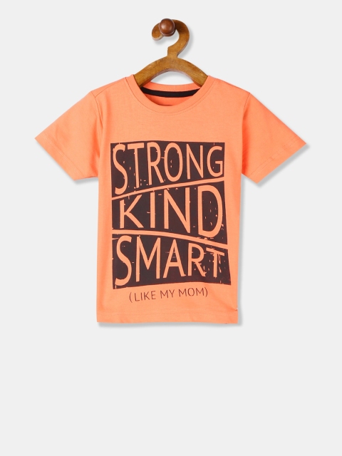 

Cherokee Boys Coral Orange Printed Round Neck T-shirt