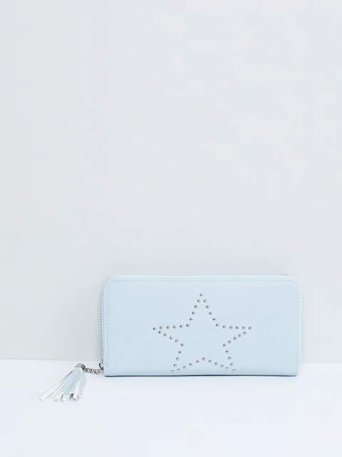 

max Women Blue Self Design Zip Around Wallet