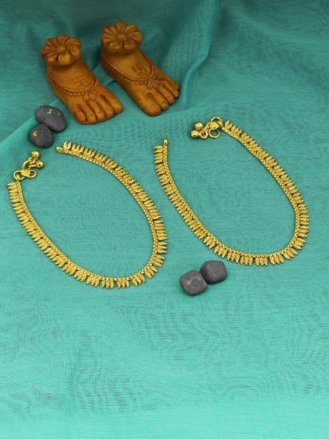 

Adwitiya Collection Set of 2 24-CT Gold-Plated Handcrafted Anklets