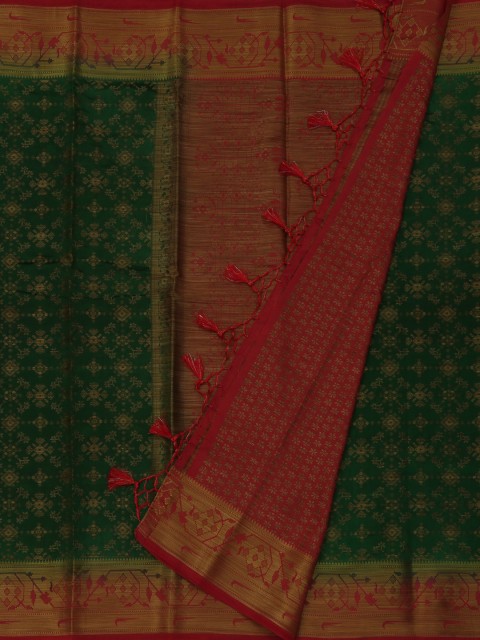 

Pothys Green & Red Jute Silk Woven Design Saree